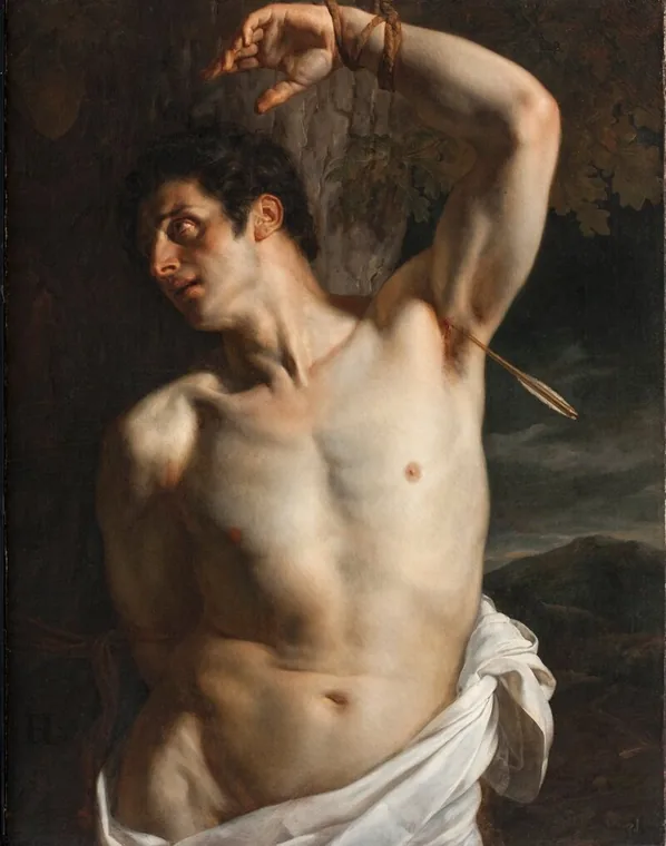 Hippolyte Delaroche, Saint Sebastian: the wounded one who became a patron of healing