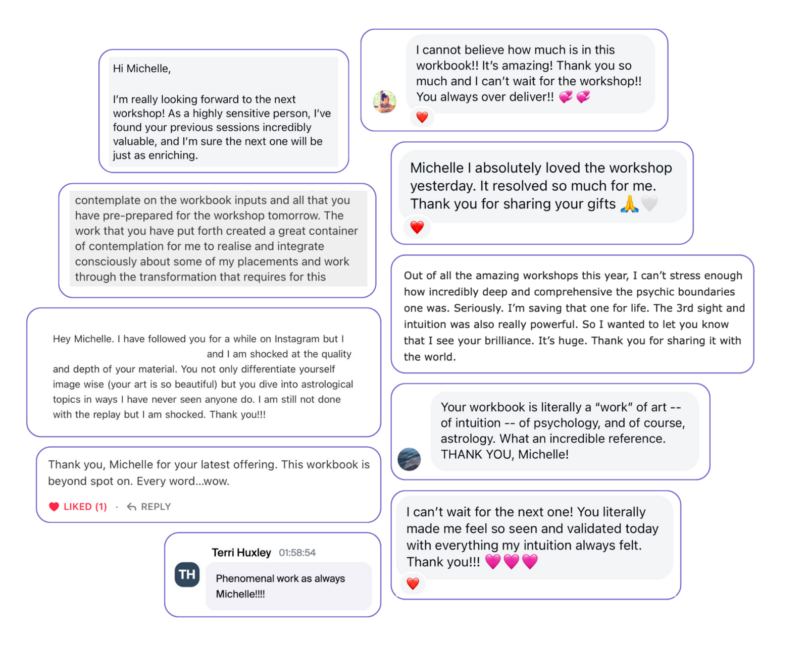 Messages from past workshop attendees