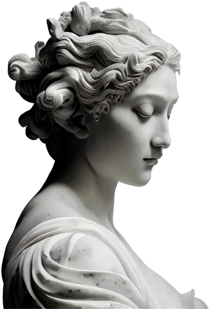 A marble goddess in profile, eyes closed